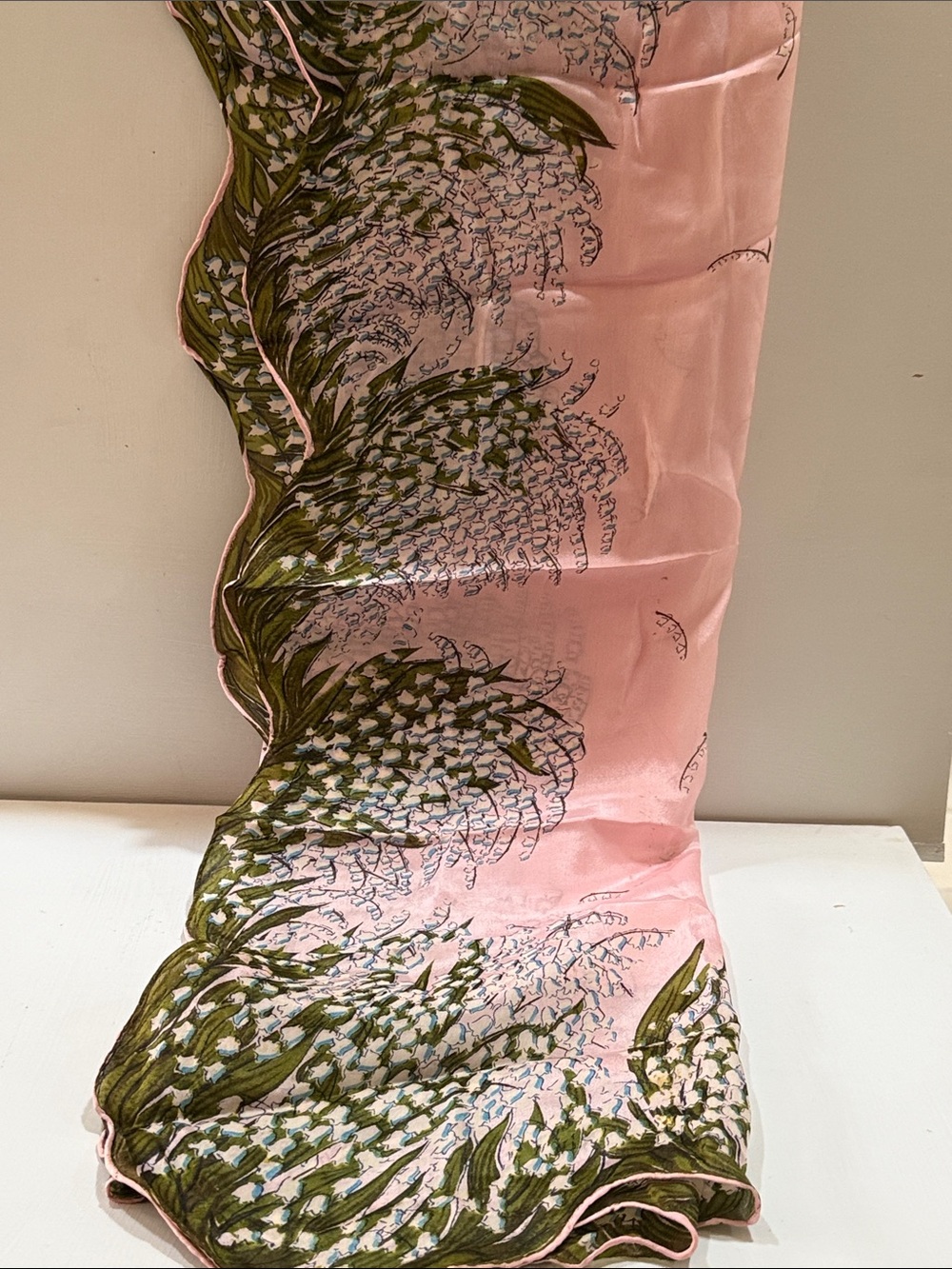 Carol Stanley Pink Botanical Print Silk Scarf made in Japan VINTAGE - Picture 11 of 16